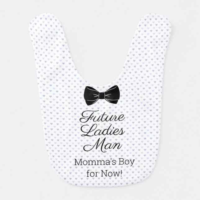 Future Ladies Man With Blue Hearts Baby Bib (Front)