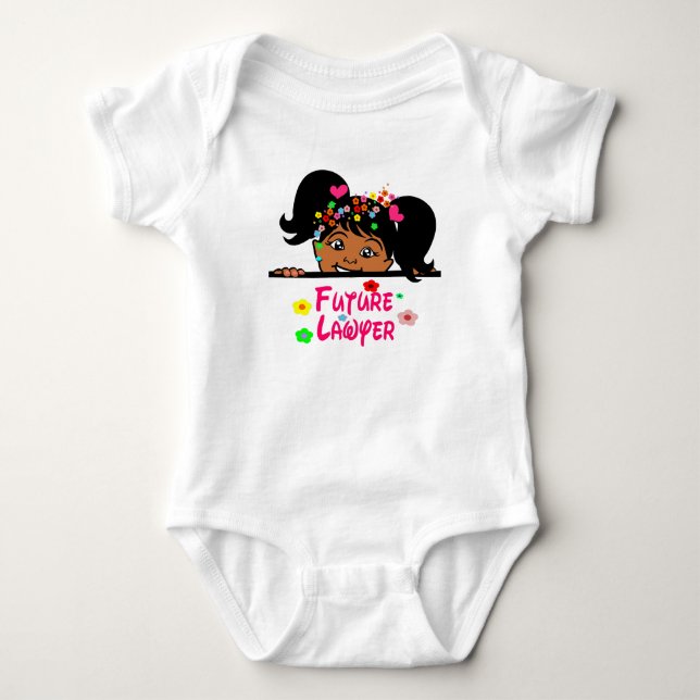 Future Lawyer Afro Baby Girl Baby Bodysuit (Front)
