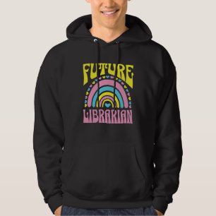 Future Librarian Bright Retro Rainbow Librarians T Hoodie