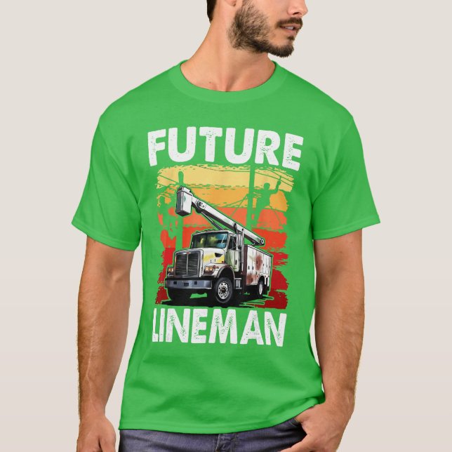 Future Lineman Bucketruck Kid Future Electric Cabl T-Shirt (Front)