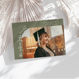 Future Looks Bright Sage Green Curved Photo Announcement