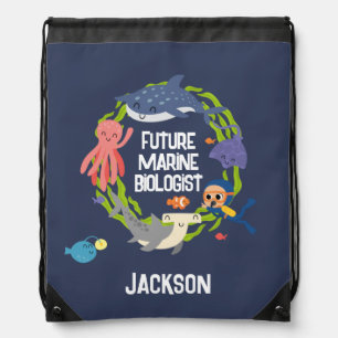 Future Marine Biologist With Name  Drawstring Bag