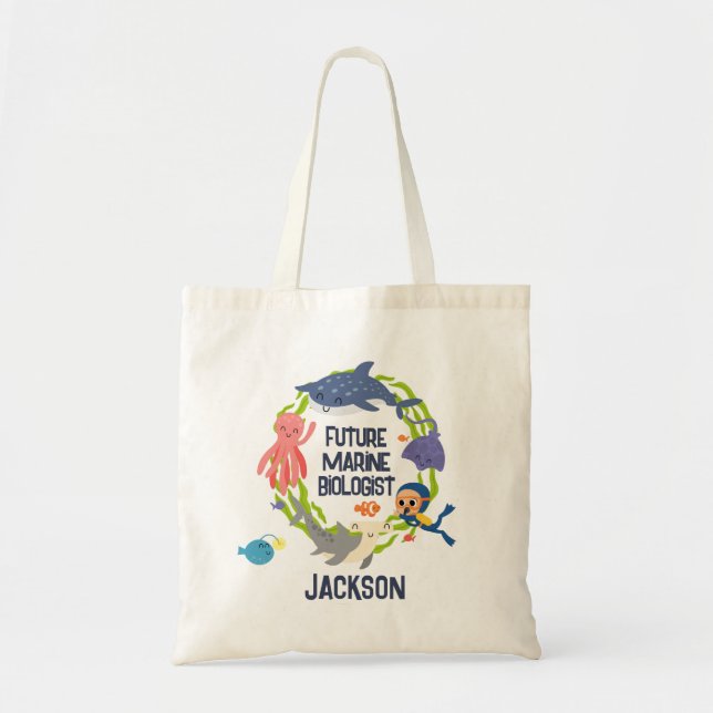 Future Marine Biologist With Name Plaque Tote Bag (Front)
