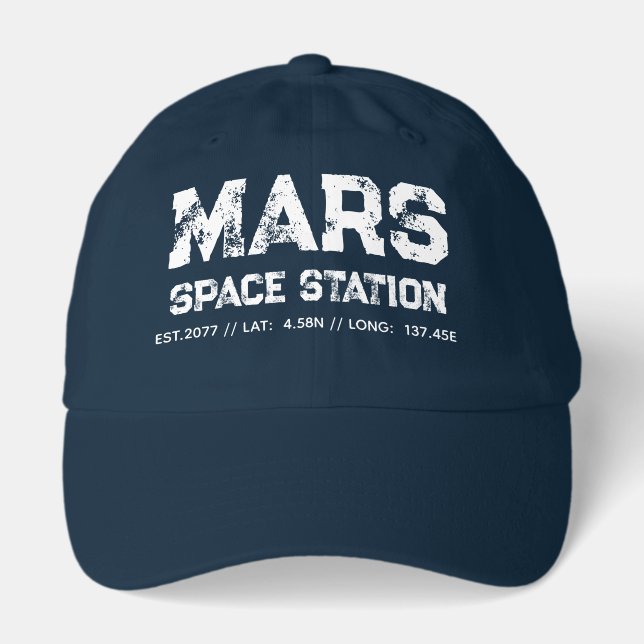 Future Mars Space Station graphic tee Hat . (Front)