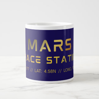 Future Mars Space Station graphic tee with sci‑fi Giant Coffee Mug
