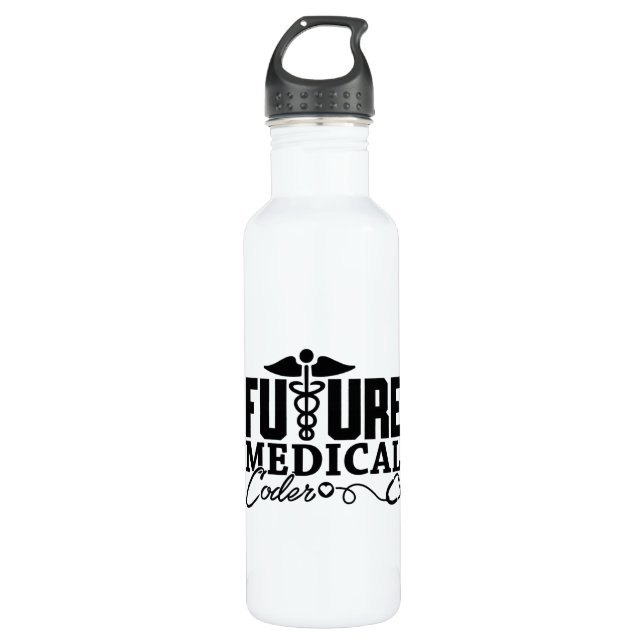 Future Medical Coder Coding Assistant Programmer Stainless Steel Water Bottle (Front)
