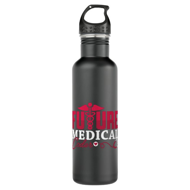 Future Medical Coder ICD Coding Programmer Gift Stainless Steel Water Bottle (Front)