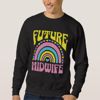 Future Midwife Bright Retro Rainbow Midwifes Train Sweatshirt
