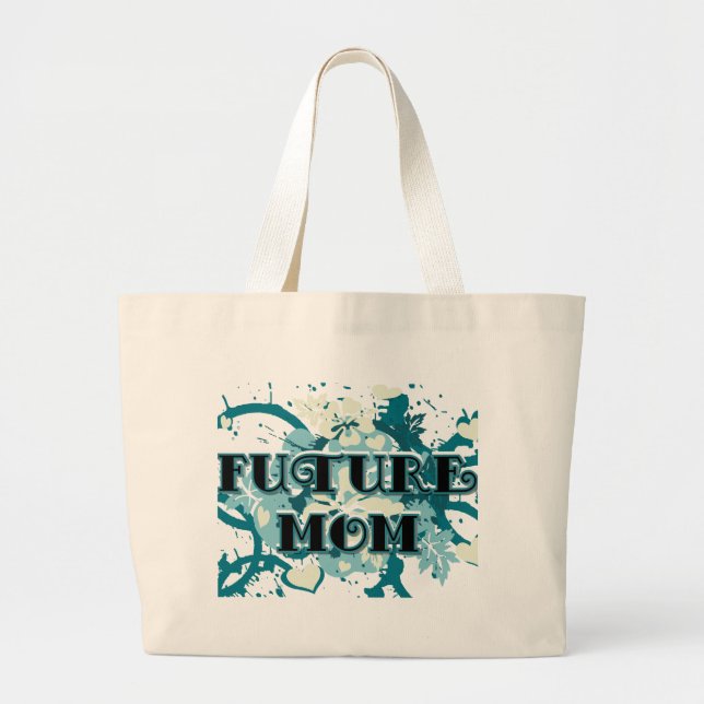 Future Mom - Hearts and Flowers Large Tote Bag (Front)