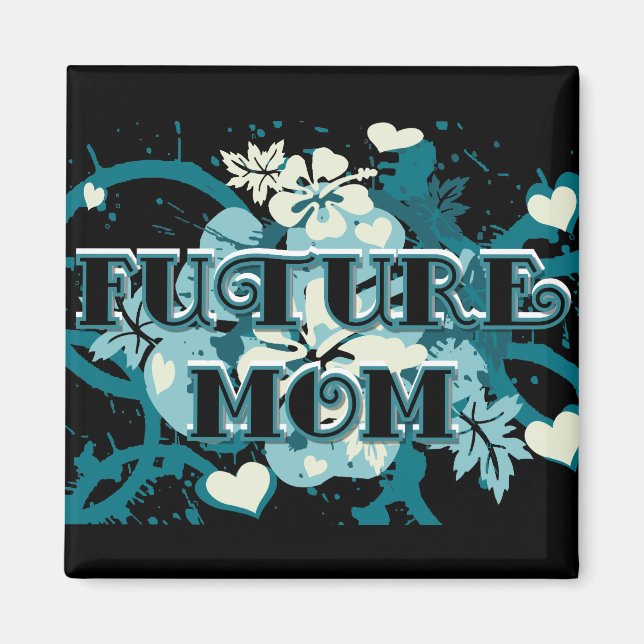 Future Mom - Hearts and Flowers Magnet (Front)
