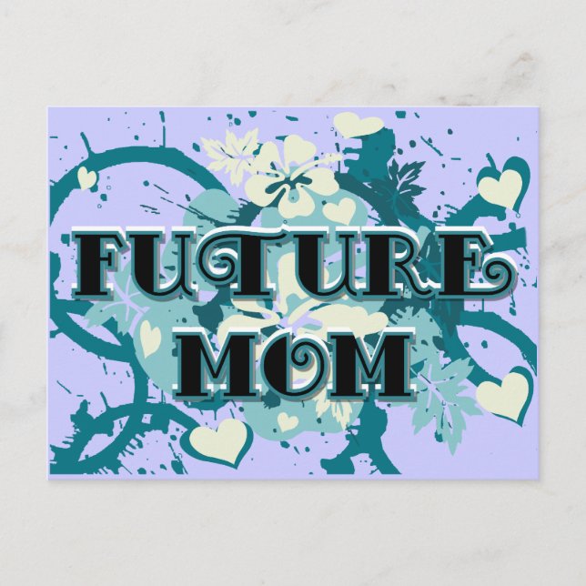 Future Mom - Hearts and Flowers Postcard (Front)
