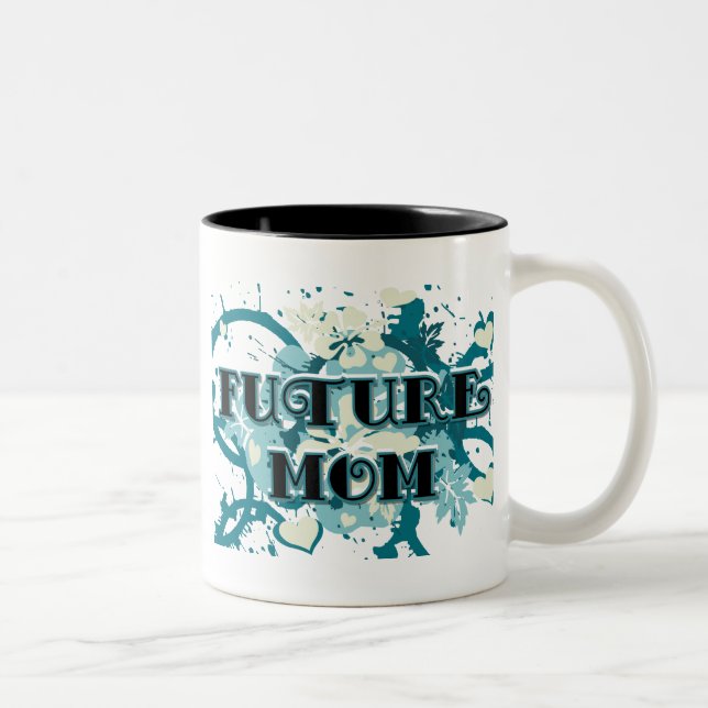 Future Mom - Hearts and Flowers Two-Tone Coffee Mug (Right)