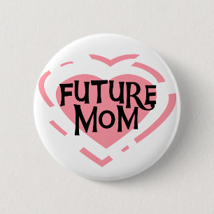 Future Mom Pink Heart Tshirts and Gifts Button