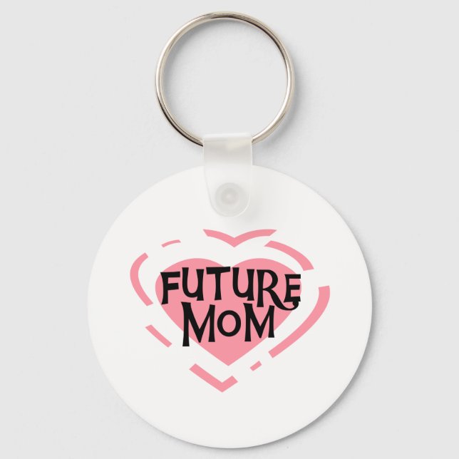Future Mom Pink Heart Tshirts and Gifts Keychain (Front)