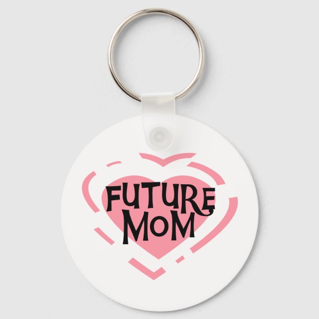 Future Mom Pink Heart Tshirts and Gifts Keychain (Front)