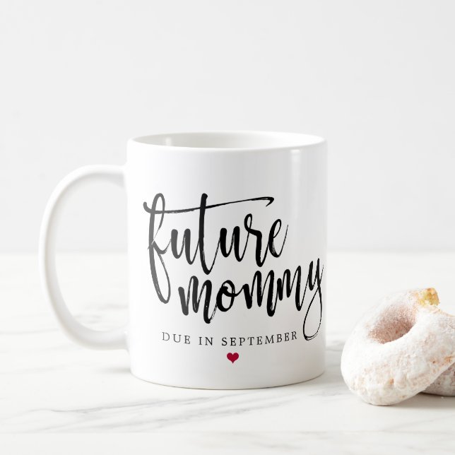 Future Mommy Brushed Black Script Coffee Mug (With Donut)
