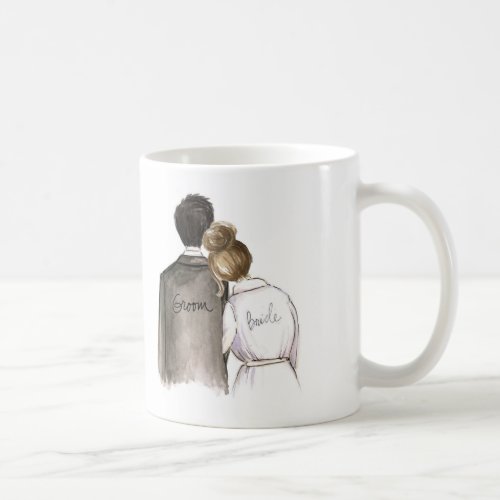 Future Mr and Mrs Black Hair Man and Br Bride Coffee Mug