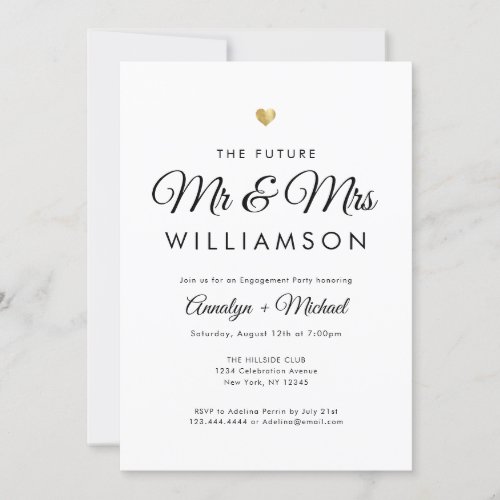 Future Mr and Mrs Chic Gold Engagement Party Invitation