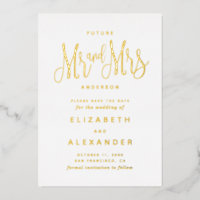 Future Mr and mrs. Elegant gold Save the Date