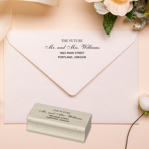 Future Mr and Mrs Elegant Wedding Return Address  Rubber Stamp