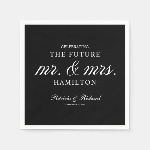 Future Mr And Mrs Engagement Party Black Napkins