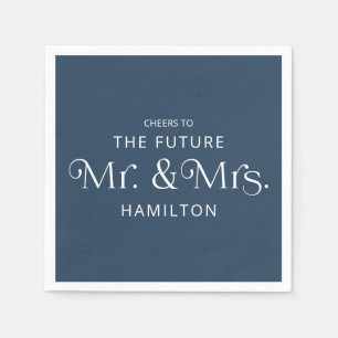 Future Mr and Mrs Engagement Party Blue Napkins