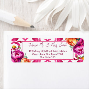Future mr and mrs fuchsia tiles orange peonies label