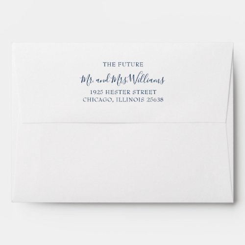 Future Mr and Mrs Navy Blue Return Address Wedding Envelope