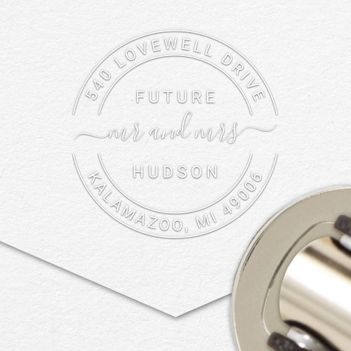 Future Mr and Mrs Personalized Round Wedding Embosser