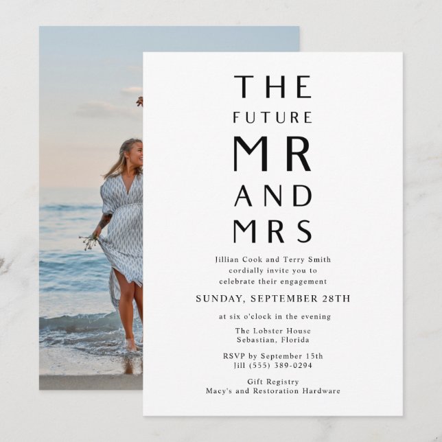 Future Mr and Mrs Photo Engagement Party Invitation (Front/Back)