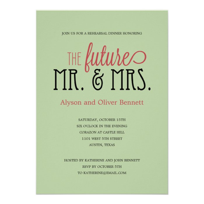 Future Mr and Mrs Rehearsal Dinner /Wedding Shower Personalized Invite