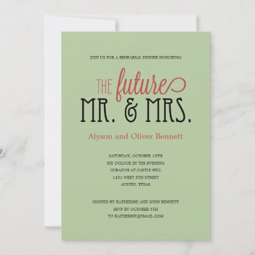 Future Mr and Mrs Rehearsal Dinner /Wedding Shower Personalized Invite