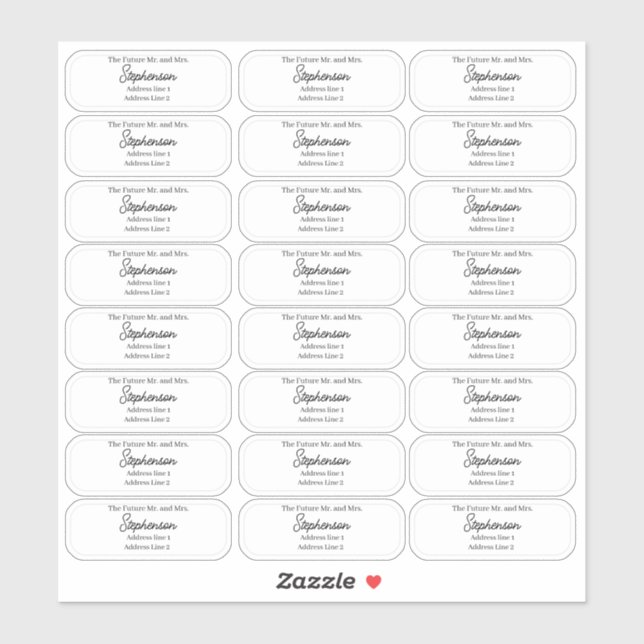 Future Mr and Mrs Return Address Transparent  Sticker (Sheet)