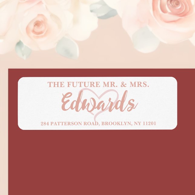 Future Mr and Mrs Rose Gold Return Address Sticker (Love Sealed with Elegance and Grace 🌹✉️)