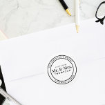 Future Mr and Mrs Round Wedding Return Address  Classic Round Sticker<br><div class="desc">Enhance the elegance of your wedding invitations with our Future Mr and Mrs Round Wedding Return Address Classic Round Sticker. This sticker is more than just a label; it's a stylish envelope seal that adds a touch of sophistication to your wedding stationery. The classic round design, coupled with a modern...</div>