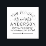 Future Mr and Mrs Script Wedding Return Address Rubber Stamp<br><div class="desc">Stylish "The Future Mr and Mrs" return address for an engaged bride and groom features an elegant and modern typography design with heart accent. Personalize the custom text with the couple's future married last name monogram and address. Makes a beautiful accent on save the dates and wedding invitations.</div>