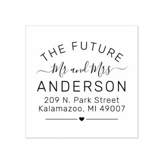 Future Mr and Mrs Script Wedding Return Address Rubber Stamp