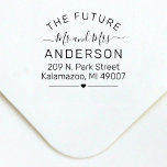 Future Mr and Mrs Script Wedding Return Address Self-inking Stamp<br><div class="desc">Stylish "The Future Mr and Mrs" return address for an engaged bride and groom features an elegant and modern typography design with heart accent. Personalize the custom text with the couple's future married last name monogram and address. Makes a beautiful accent on save the dates and wedding invitations.</div>