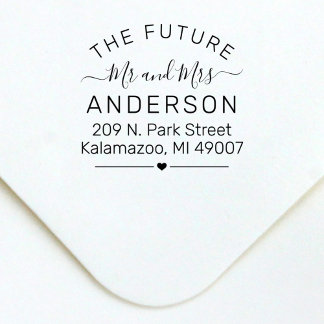 Future Mr and Mrs Script Wedding Return Address Self-inking Stamp