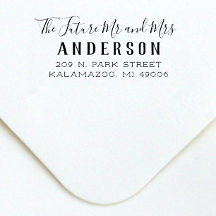 Future Mr and Mrs Script Wedding Return Address Self-inking Stamp