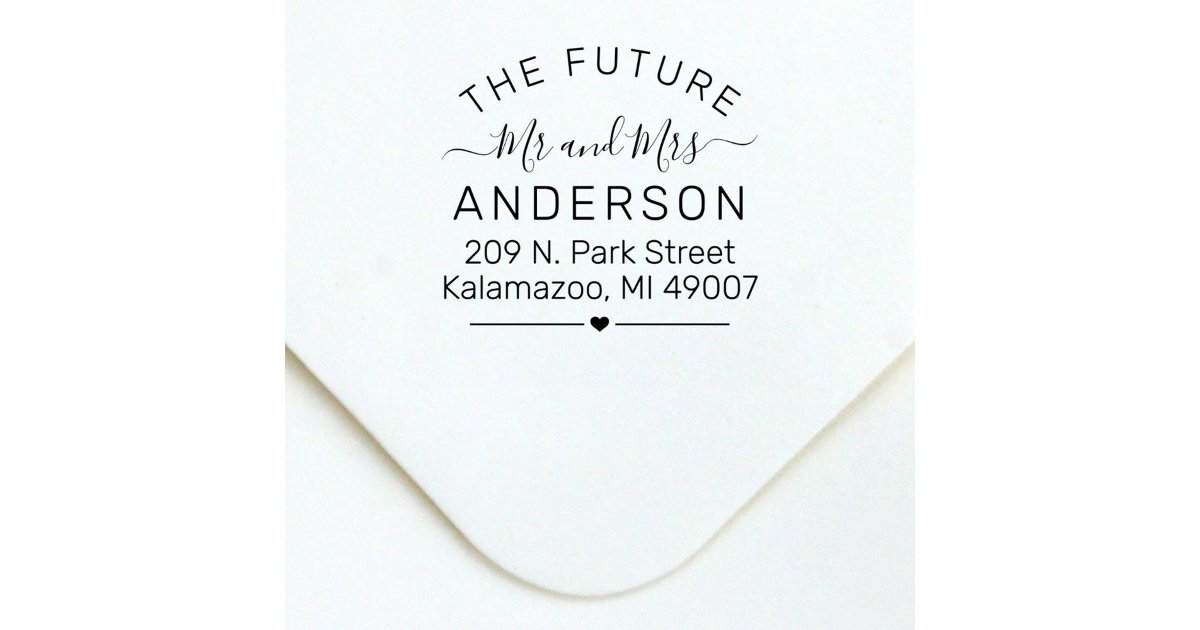 Future Mr and Mrs Script Wedding Return Address Self-inking Stamp | Zazzle
