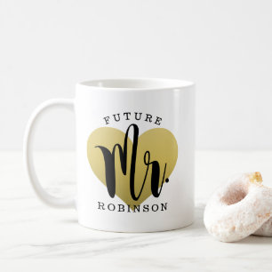 Future Mr Gold Heart Wedding Monogram Coffee Mug