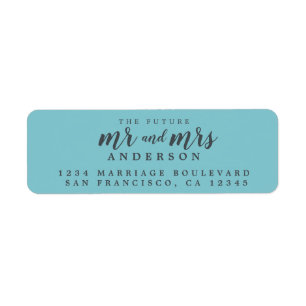 Future Mr Mrs Angel Blue Wedding Return Address Label