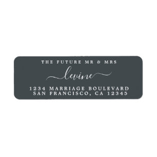 Future Mr Mrs Black White Wedding Return Address Label
