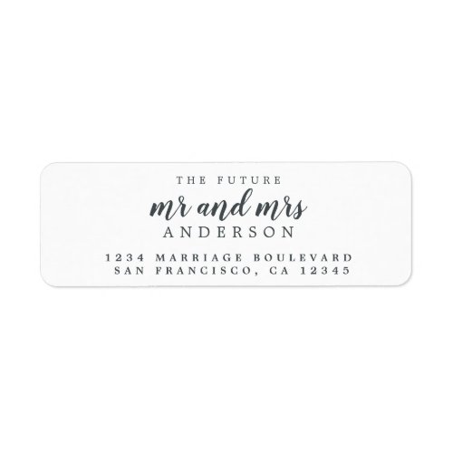 Future Mr Mrs Black White Wedding Return Address Label