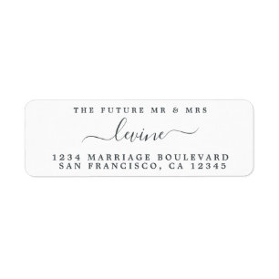 Future Mr Mrs Black White Wedding Return Address Label