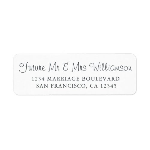 Future Mr Mrs Black White Wedding Return Address Label