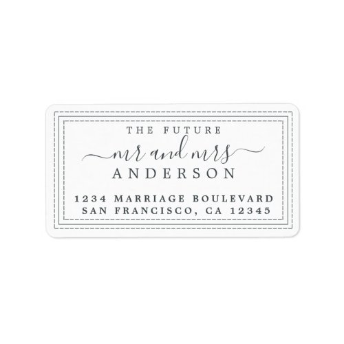 Future Mr Mrs Black White Wedding Return Address Label