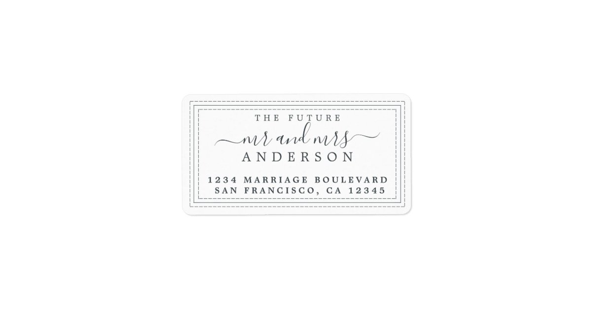 Future Mr Mrs Black White Wedding Return Address Label