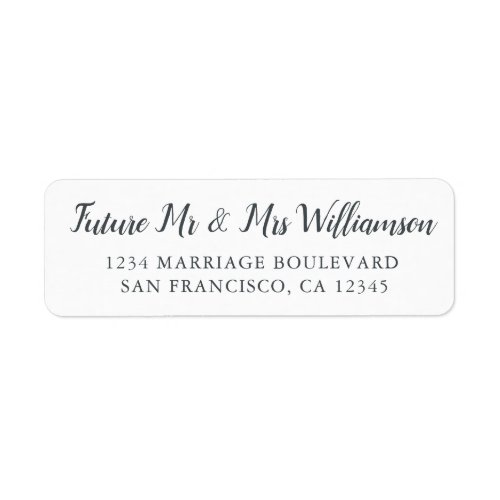 Future Mr Mrs Black White Wedding Return Address Label